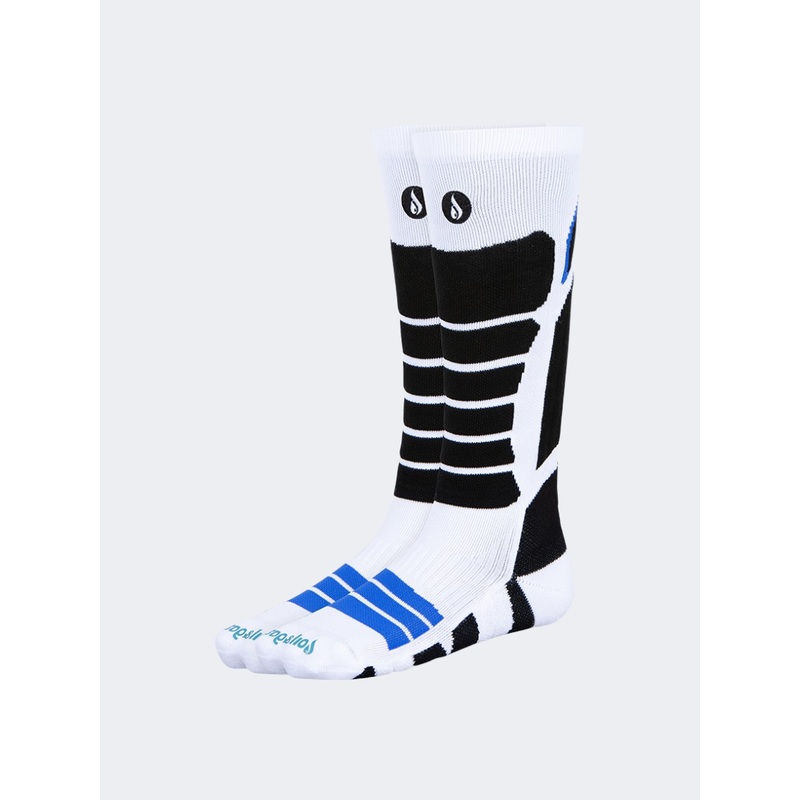 Oil And Gaz Warm Kids Skiing Over The Calf Socks White/Black