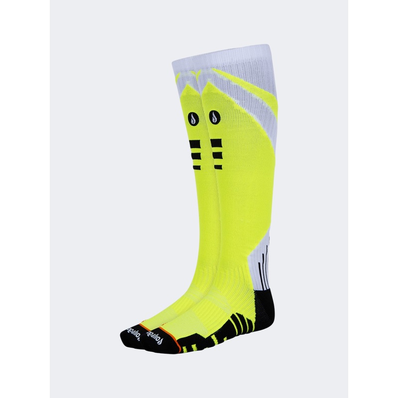 Oil And Gaz Warm Unisex Football Over The Calf Socks Neon Yellow/White