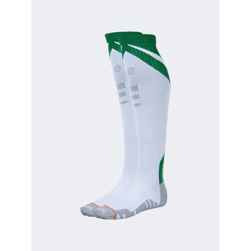Oil And Gaz Warm Unisex Football Over The Calf Socks White/Neon Green