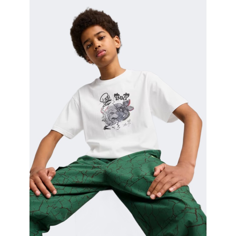 Puma X Tmnt Relaxed Graphic Kids-Boys Lifestyle T-Shirt White