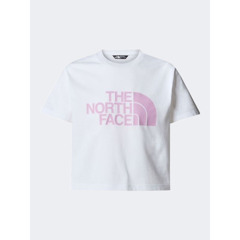 The North Face Cropped  Girls Lifestyle T-Shirt White/Cyber Pink