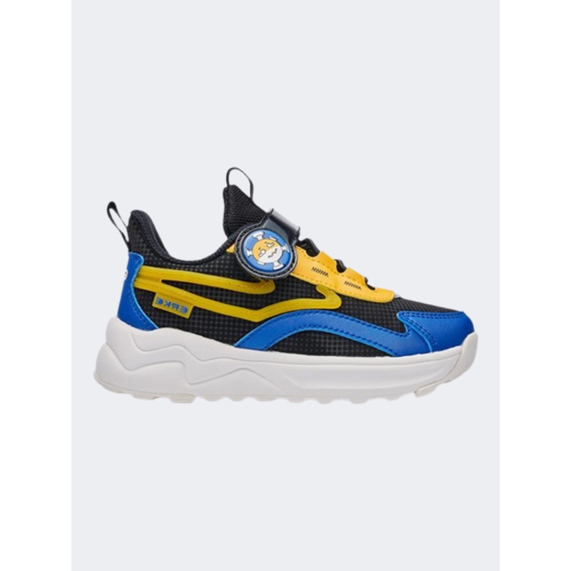 Erke Casual Kids Running Shoes Black/Blue/Yellow