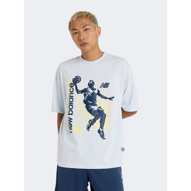 New Balance Hoops Graphic Vintage Men Lifestyle T-Shirt Ice Blue
