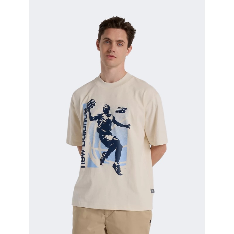 New Balance Hoops Graphic Vintage Men Lifestyle T-Shirt Linen
