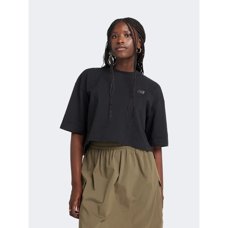 New Balance Logo Oversized Jersey Women Lifestyle T-Shirt Black