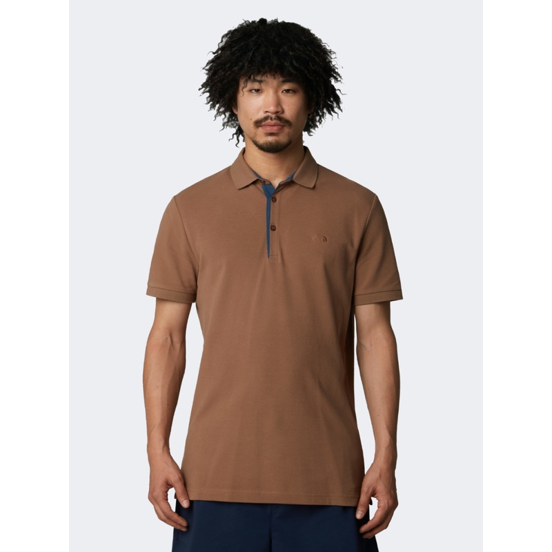 The North Face Premium Slim Men Lifestyle Polo Short Sleeve Latte