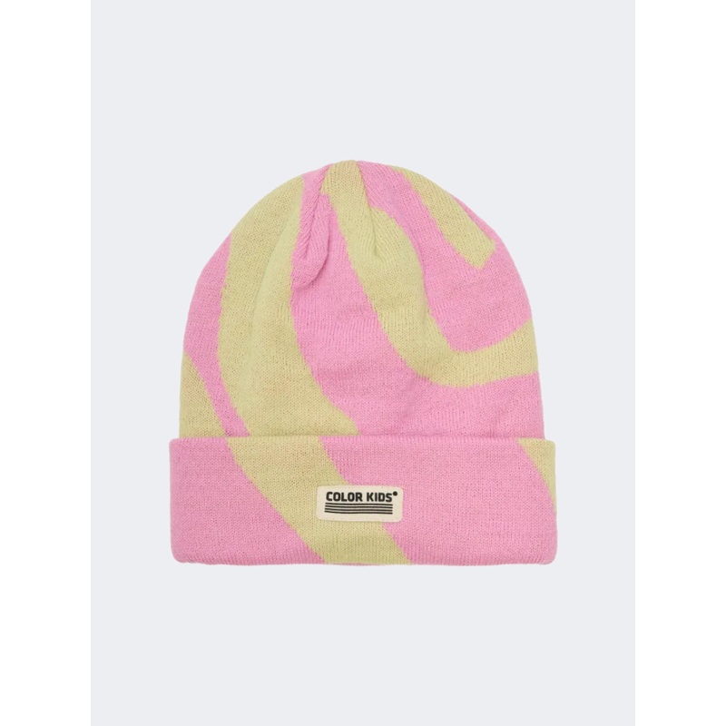 Color Kids Swirl/Check Pattern Skiing Beanie Bonbon