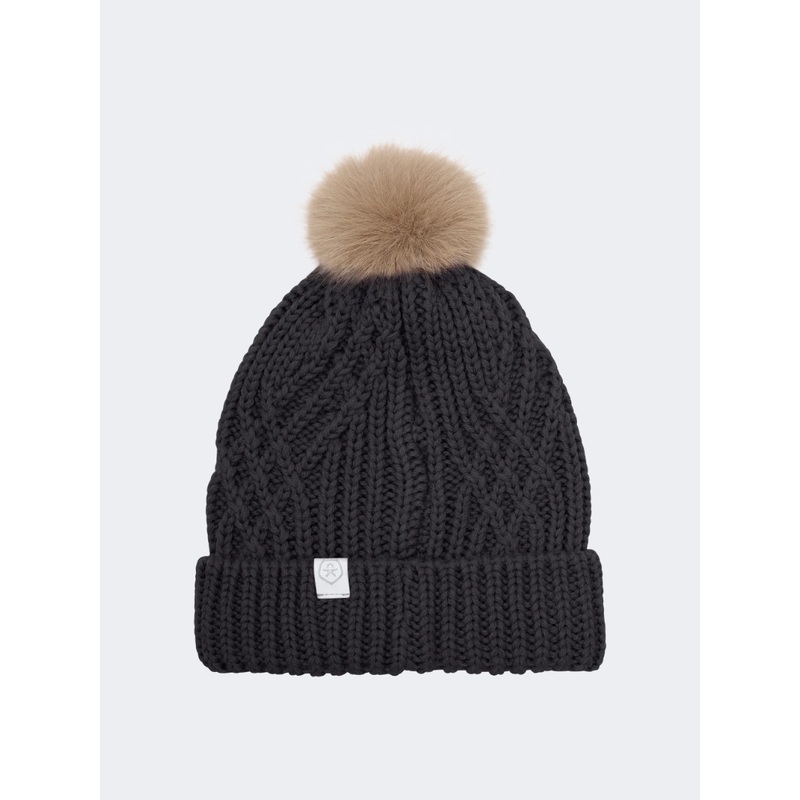 Color Kids Wool And Detachable Fur Skiing Beanie Phantom Grey