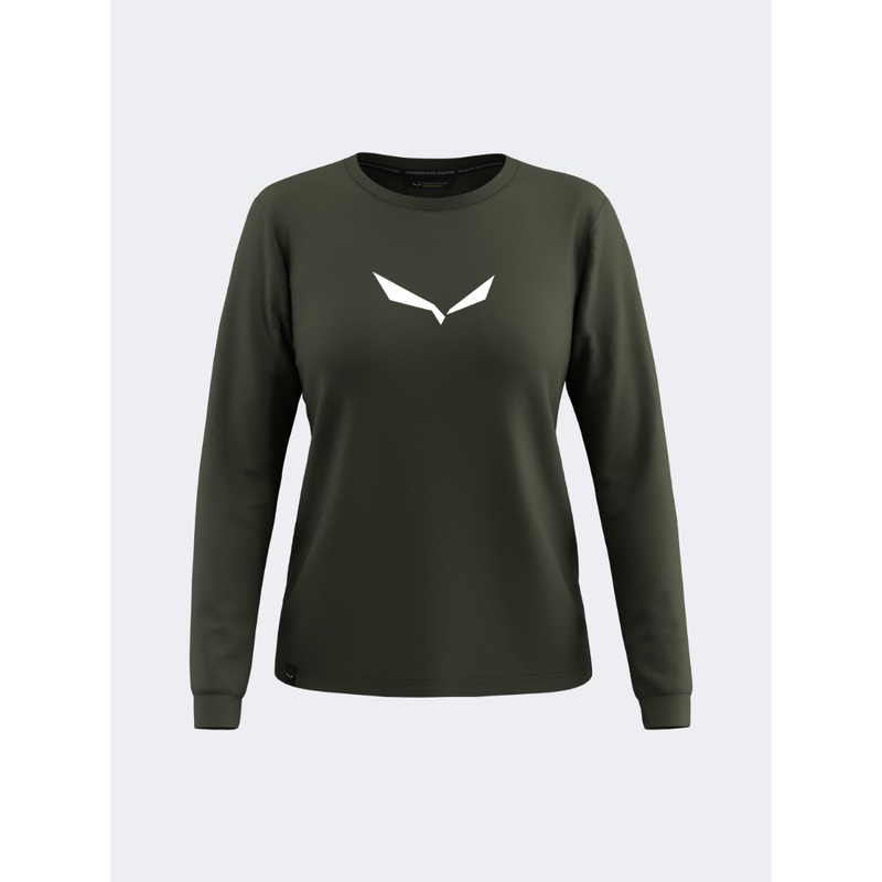Salewa Eagle Solidlogo DryTon Women Hiking Long Sleeve Dark Olive