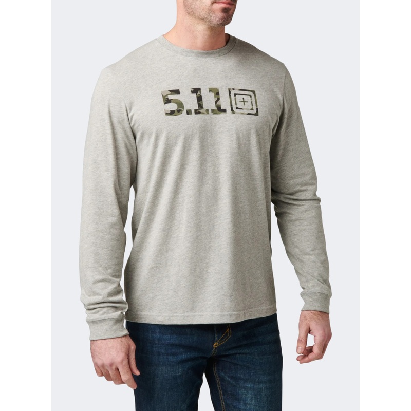 5-11 Camo Logo Men Tactical Long Sleeve Grey