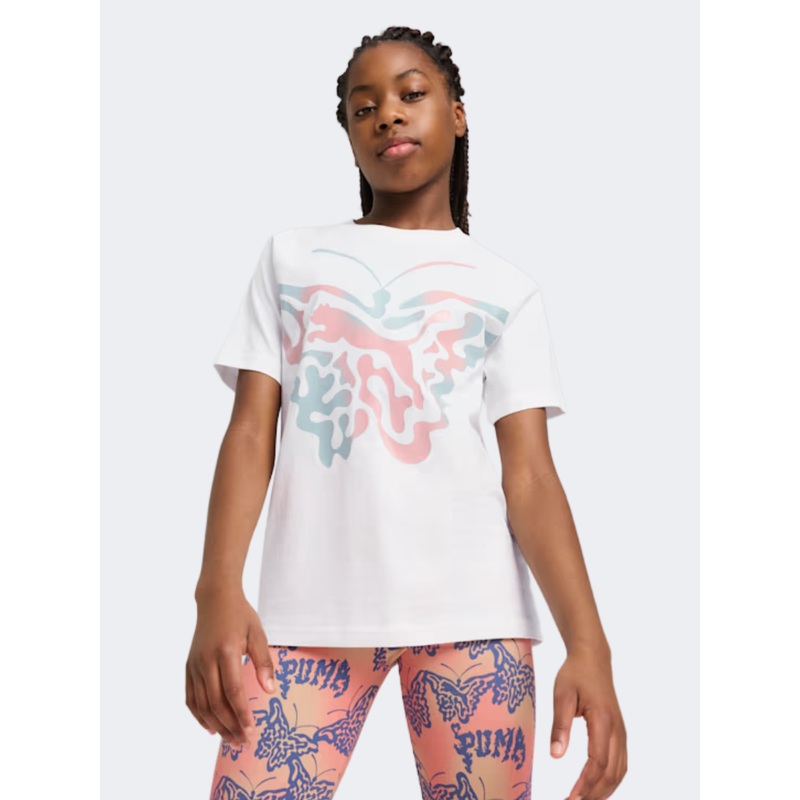 Puma Butterfly Vibe Girls Lifestyle T-Shirt White