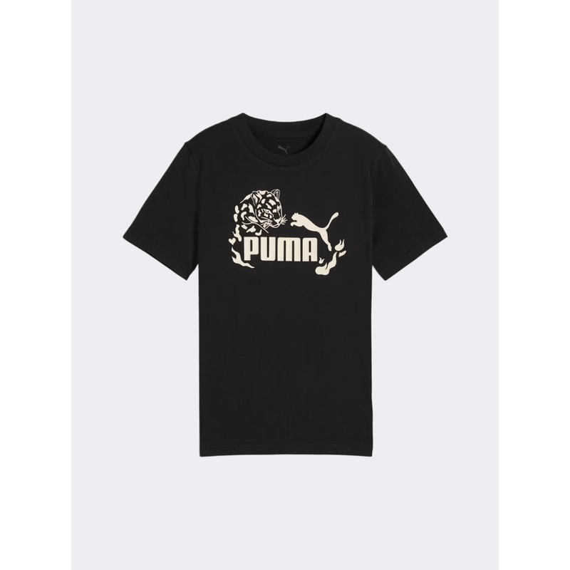 Puma Flaming Love Graphic Girls Lifestyle T-Shirt Black