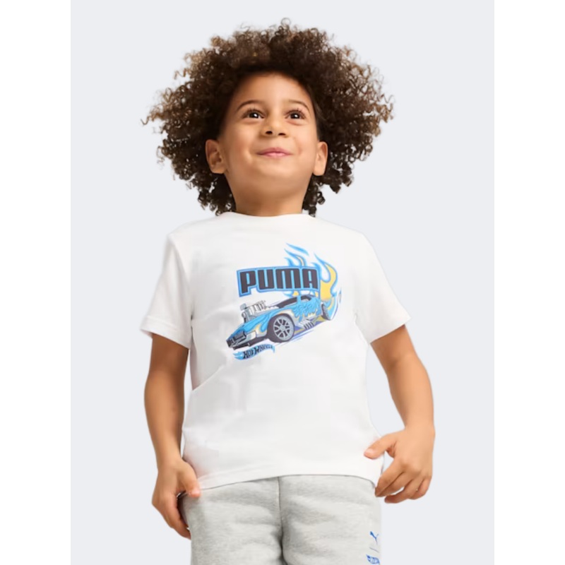 Puma X Hot Wheels Graphic Boys Lifestyle T-Shirt White