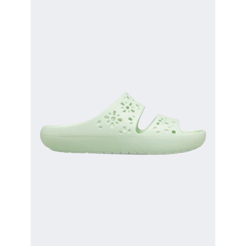 Crocs Classic Floral Cut Out Unisex Lifestyle Slippers Jade Tint