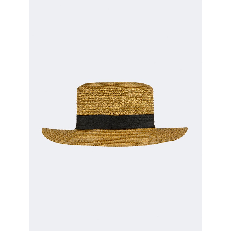 Oil And Gaz Stylish Women Beach Panama Hat Gold/Black