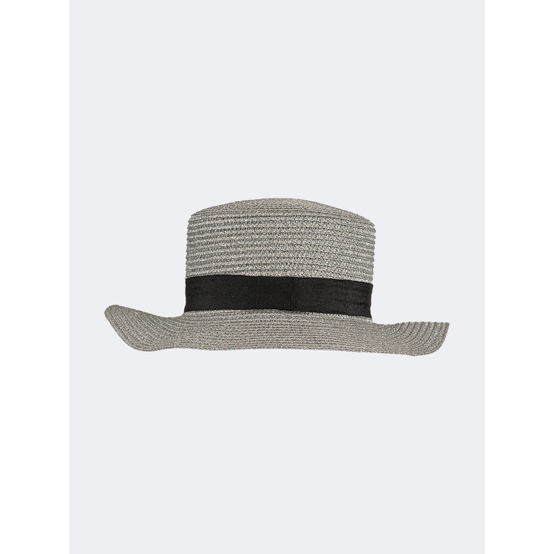 Oil And Gaz Stylish Women Beach Panama Hat Sliver/Black
