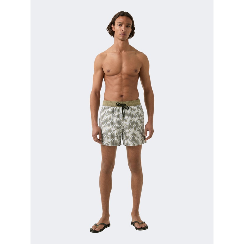 Fire And Ice Nelson Men Beach Swim Short Khaki/White