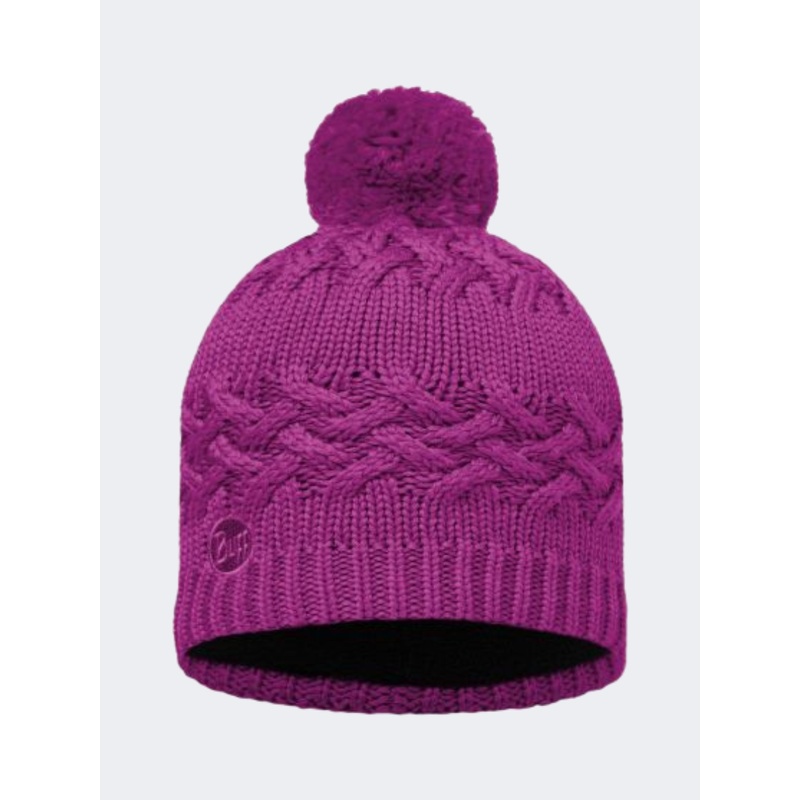 Buff Knitted And Polar Women Lifestyle Beanie Grape