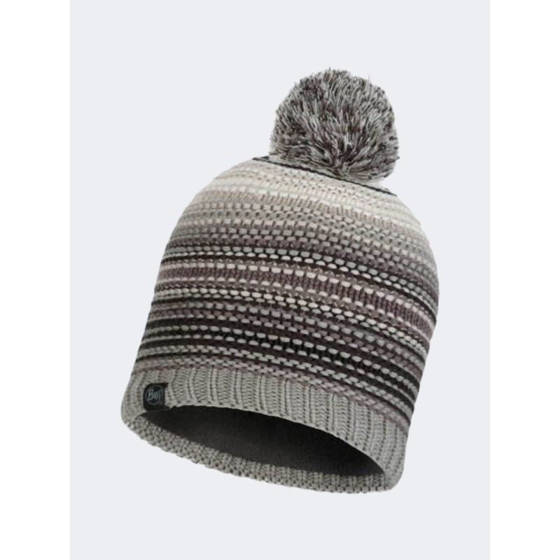 Buff Knitted And Polar Women Lifestyle Beanie Grey