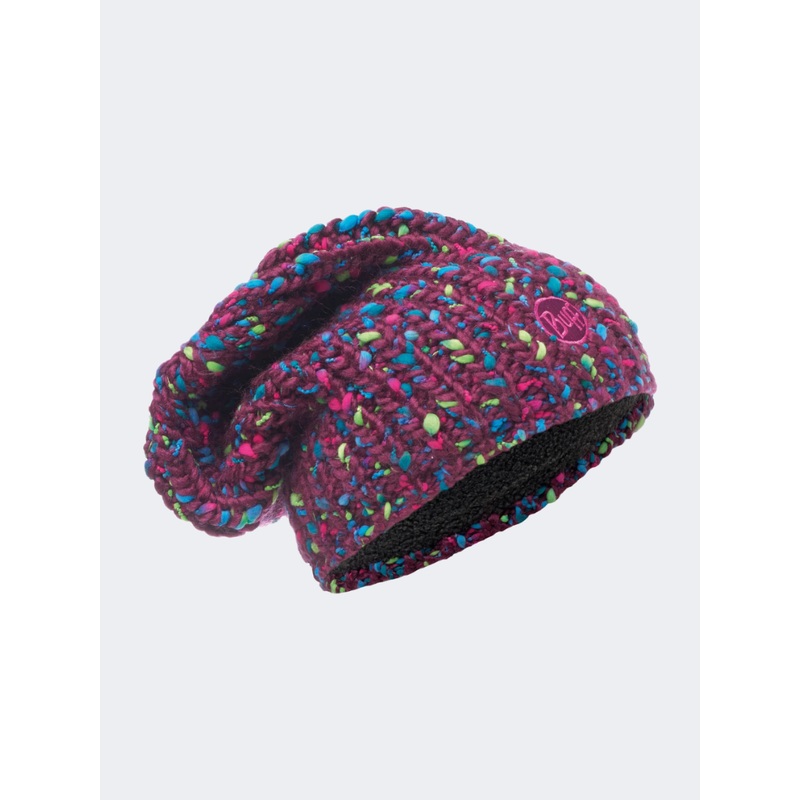 Buff Knitted And Polar Women Lifestyle Beanie Purple