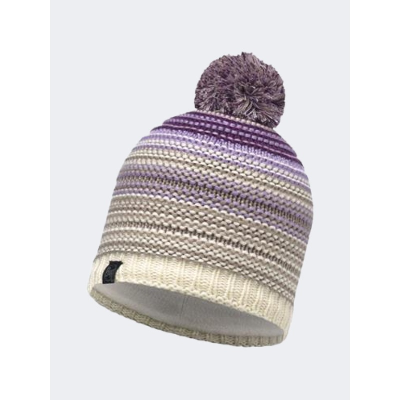 Buff Knitted And Polar Women Lifestyle Beanie Violet