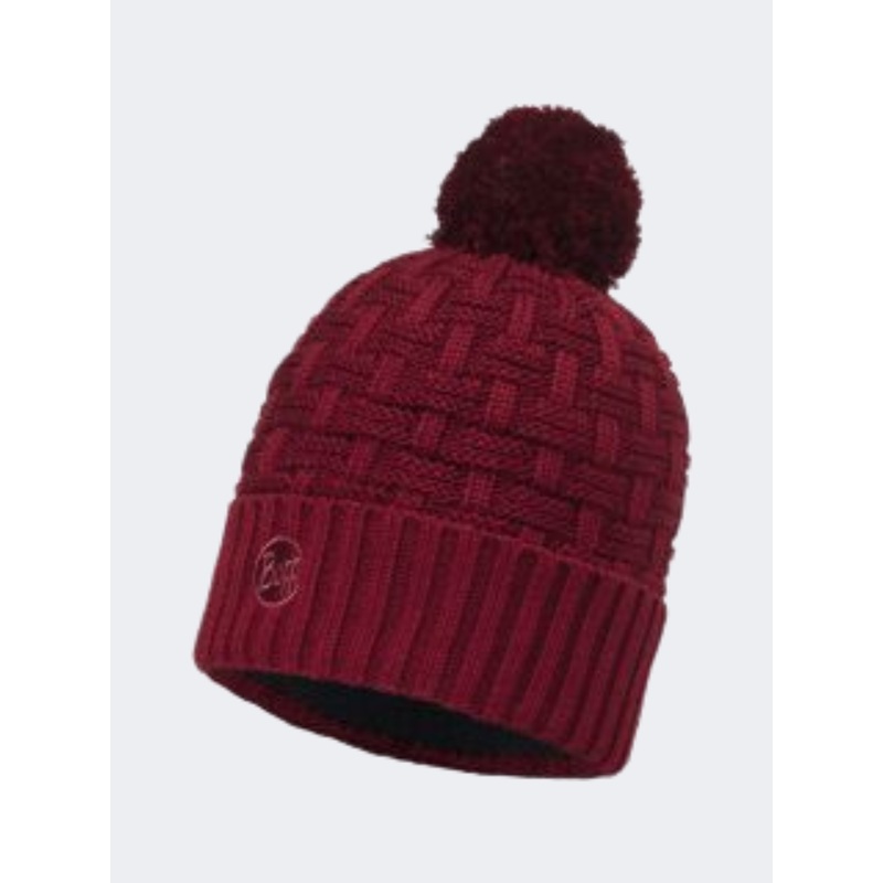 Buff Knitted And Polar Women Lifestyle Beanie Wine