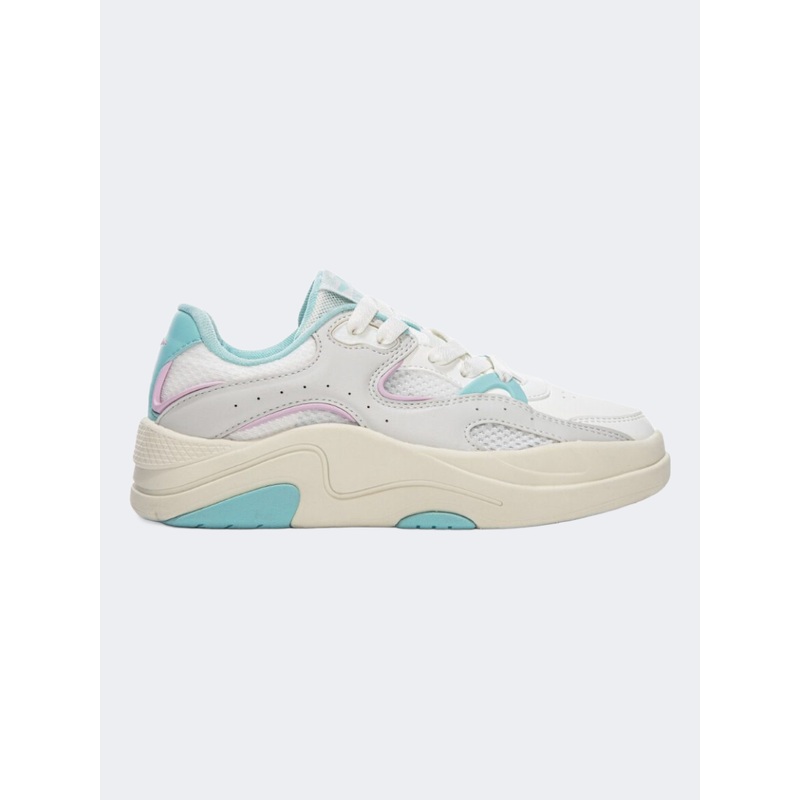 Erke Skateboard Women Lifestyle Shoes White/Grey/Cyan
