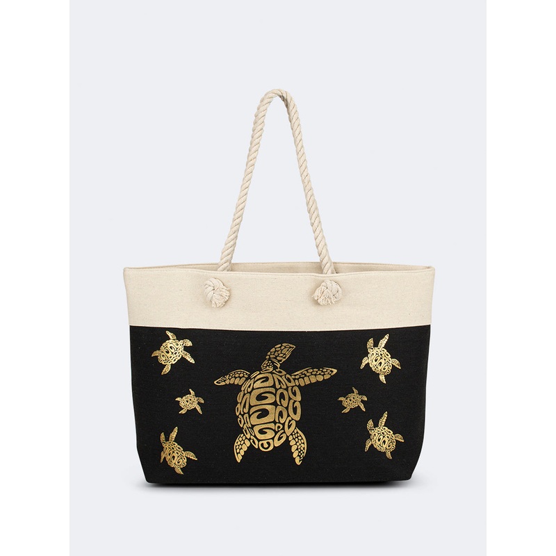 Top Ten Chic Women Beach Bag Black/Gold