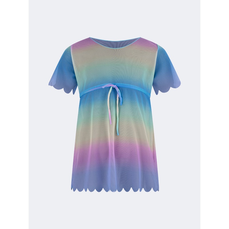 Oil And Gaz Colorful Kids-Girls Beach Dress Blue