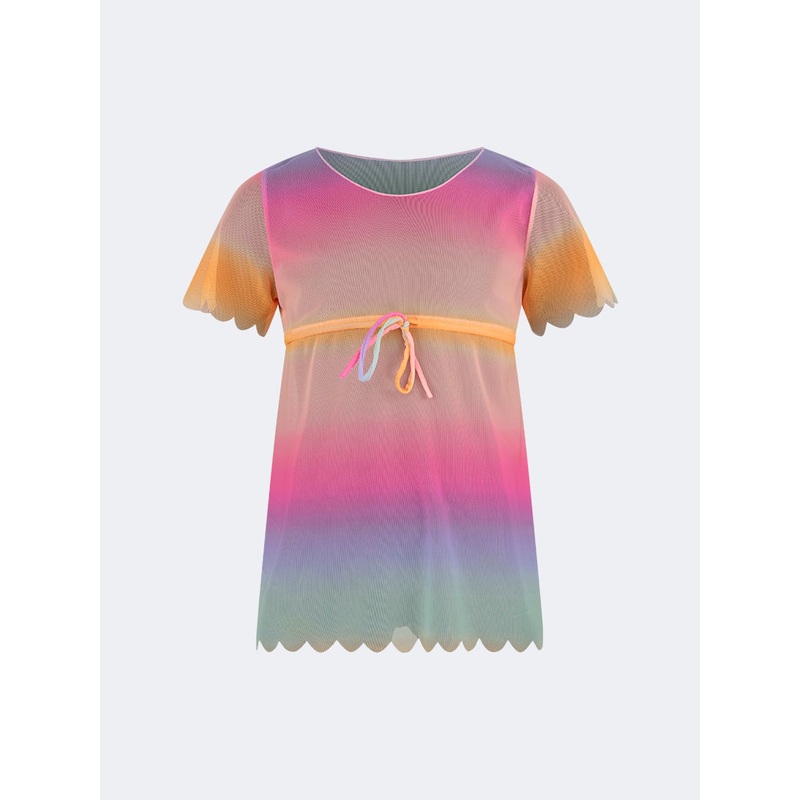 Oil And Gaz Colorful Kids-Girls Beach Dress Pink