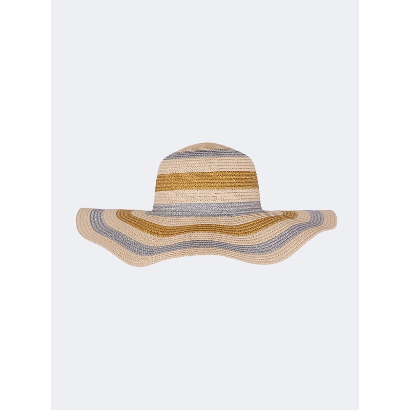 Oil And Gaz Stylish Women Beach Sun Hat Beige/Sliver/Gold