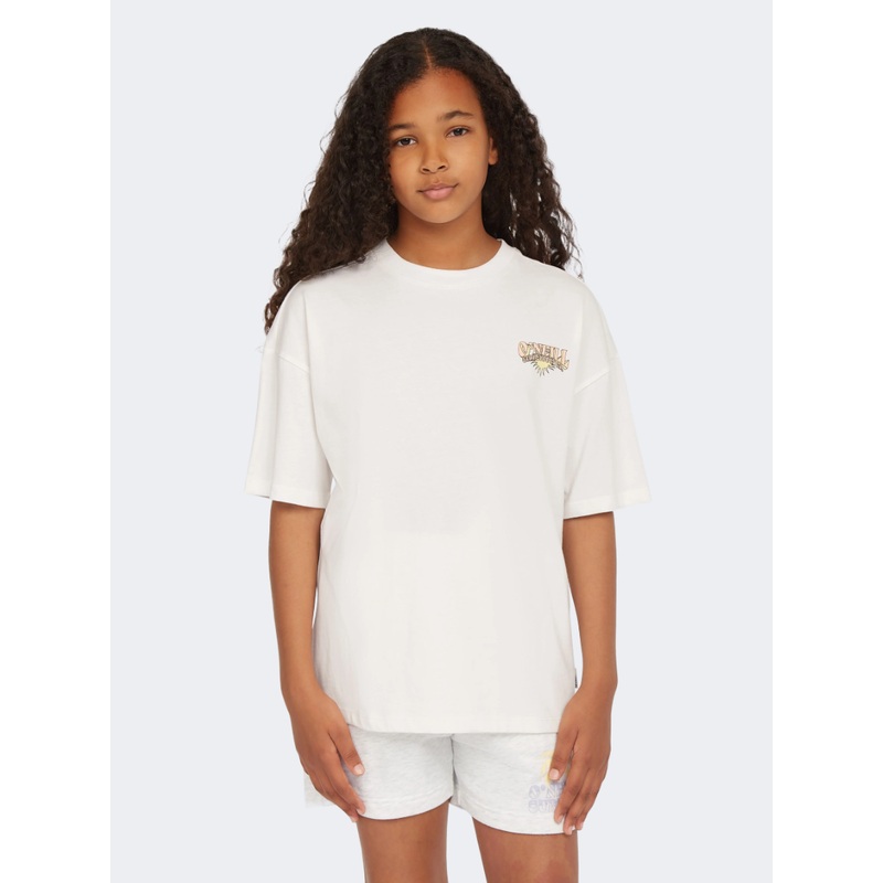 Oneill Back Print Girls Lifestyle T-Shirt Snow White
