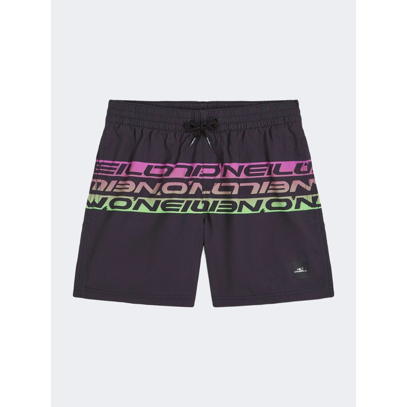 Oneill Cali Stripe Boys Beach Swim Short Black