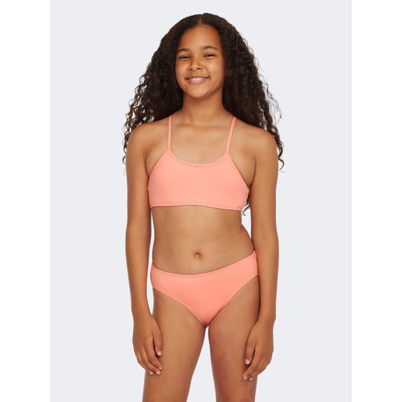 Oneill Essentials Bralette Girls Beach Bikini Set Coral Pink