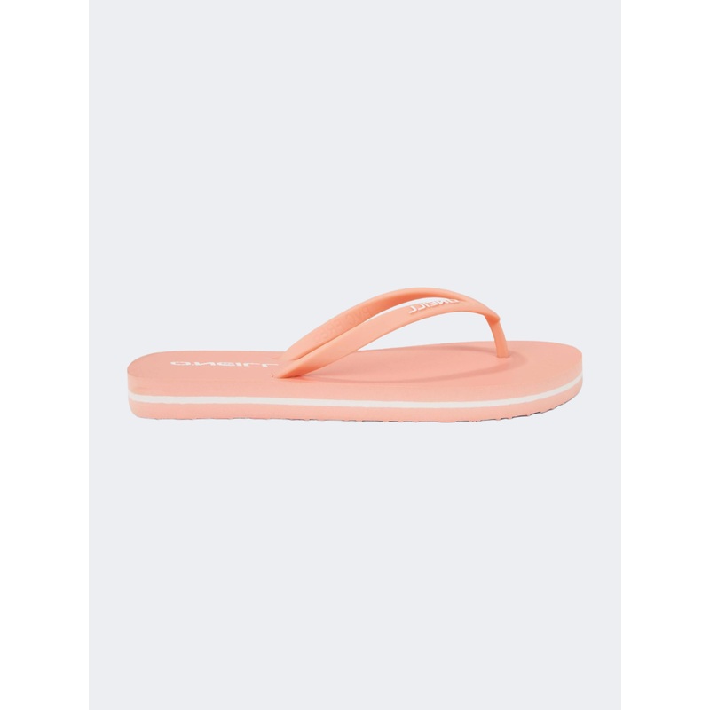 Oneill Profile Logo Girls Beach Slippers Coral Pink