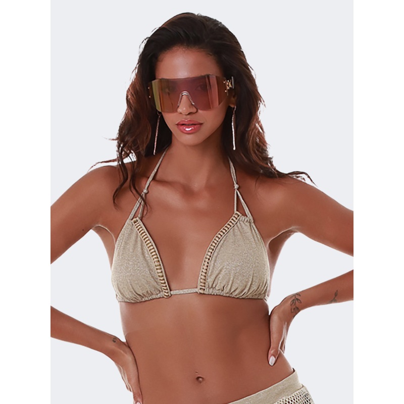 Blue Point Net Women Beach Bra Gold