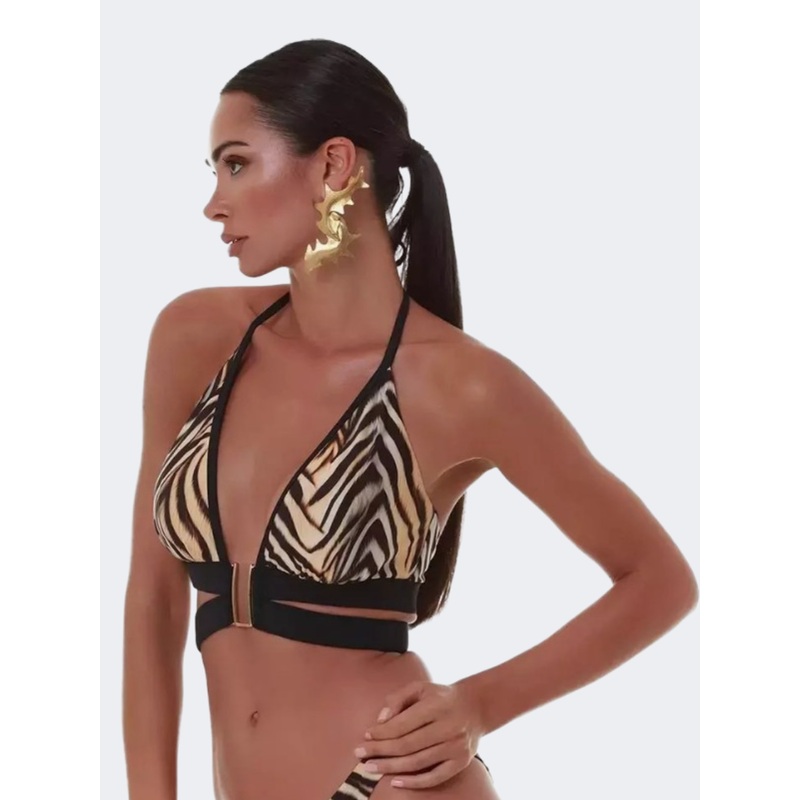 Blue Point Spirit Animal Women Beach Bra Beige