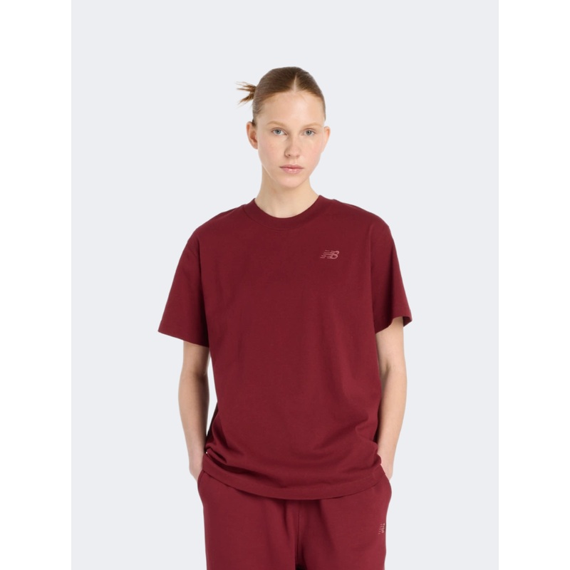 New Balance Athletic Jersey Women Lifestyle T-Shirt Monarch Burgundy