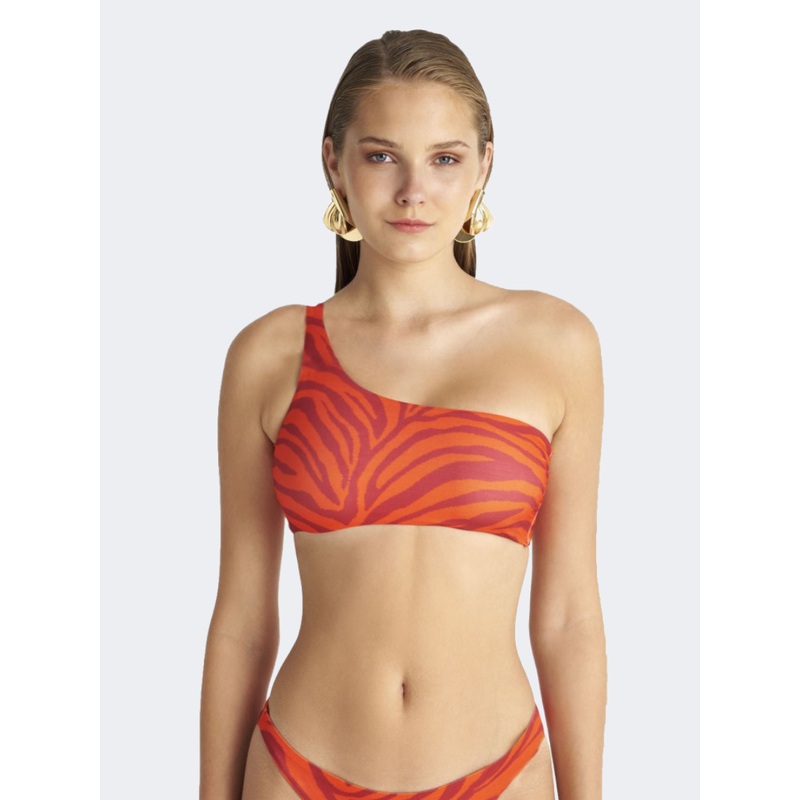 Blu 4U One Shoulder Bikini Top Women Beach Bra Red