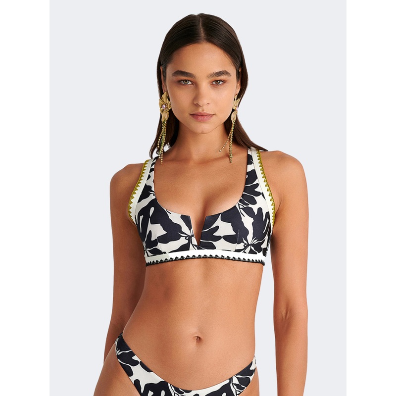 Blu 4U Tribal Jungle Crop Top Bikini Women Beach Bra Black