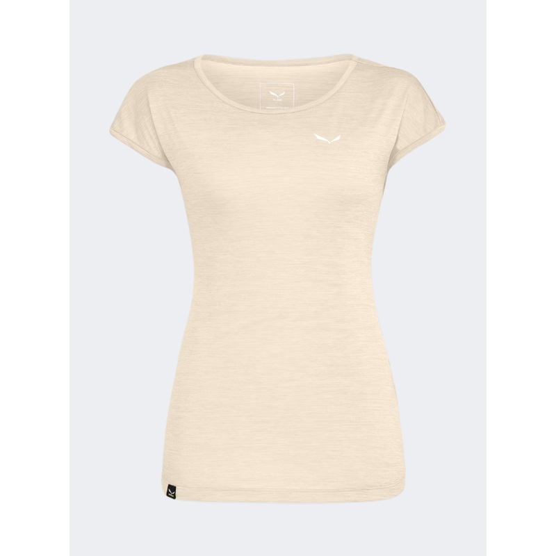 Salewa Puez Melange Women Hiking T-Shirt Beige Oatmeal