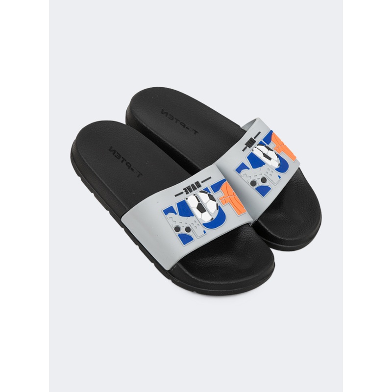 Top Ten Casual Beach Kids-Boys Slide Black/Grey