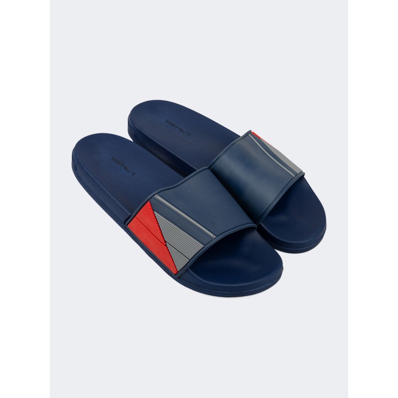Top Ten Casual Beach Men Slide Grey/Navy/Red