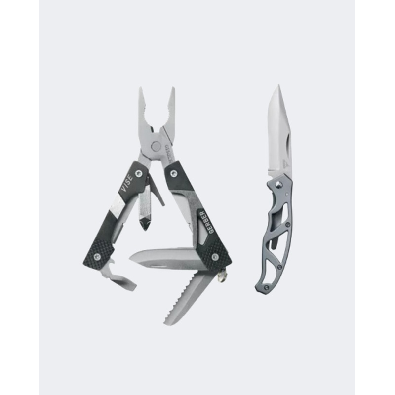 Gerber Vise Pocket Tool & Mini Paraframe Combo Camping Multi-Tool Black/Silver