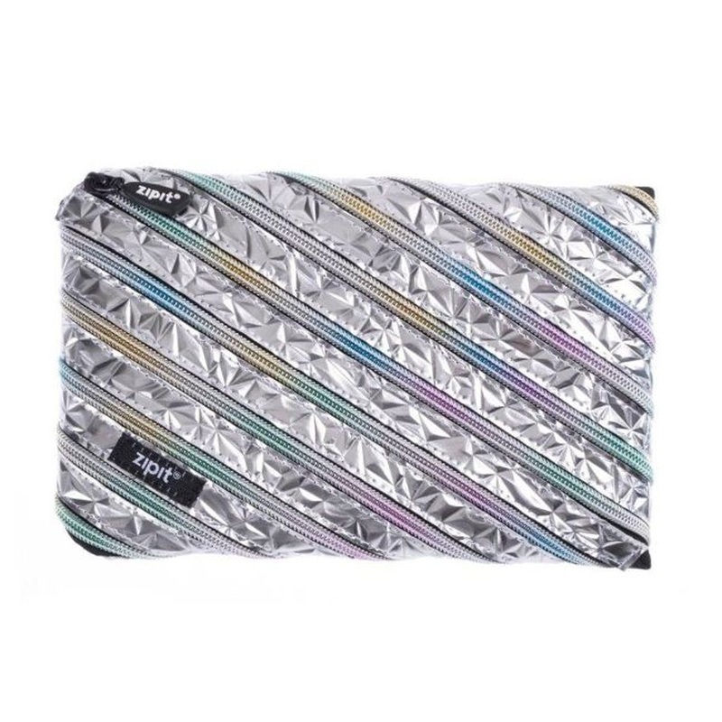 Metallic Jumbo Pouch Plain Unisex Bts Bag Silver Zjmt-2