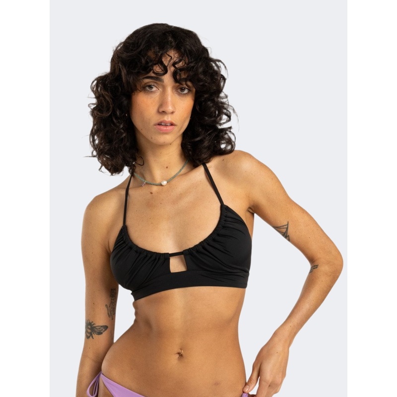 Billabong Sol Searcher Nikki Halter Women Beach Bra Black Pebble