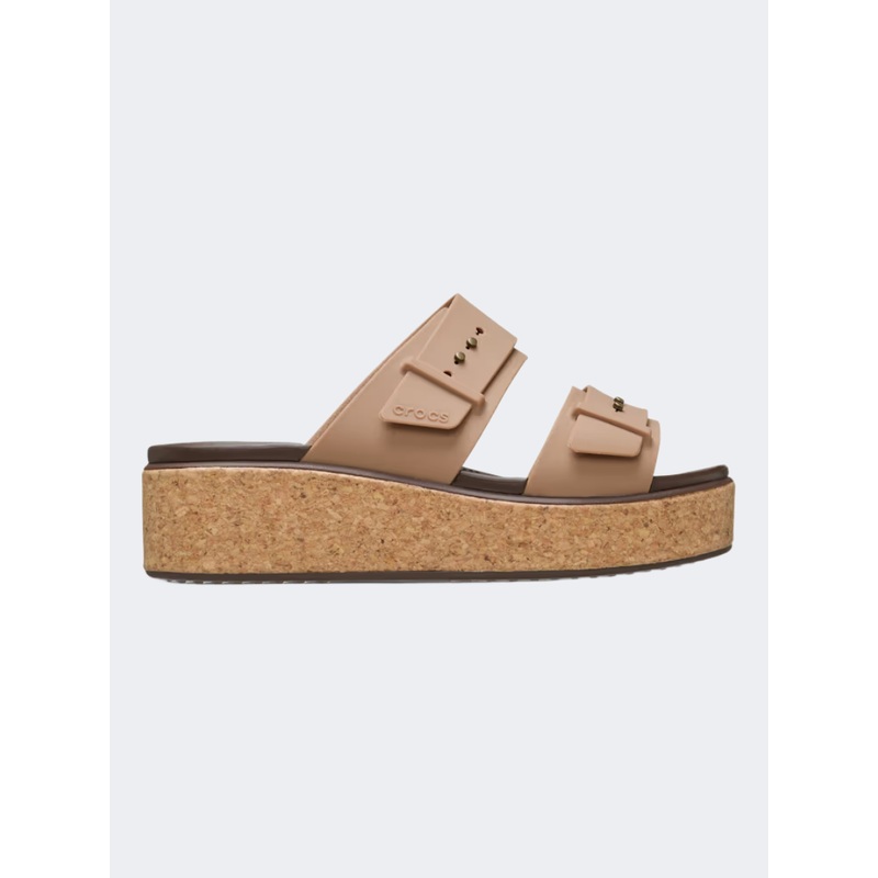 Crocs Brooklyn Cork Buckle Women Lifestyle Slippers Milk Chocolate