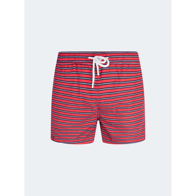 Pier St Barth Catamaran Men Beach Swim Short Navy/Red