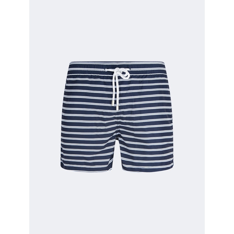 Pier St Barth Catamaran Men Beach Swim Short Navy/White