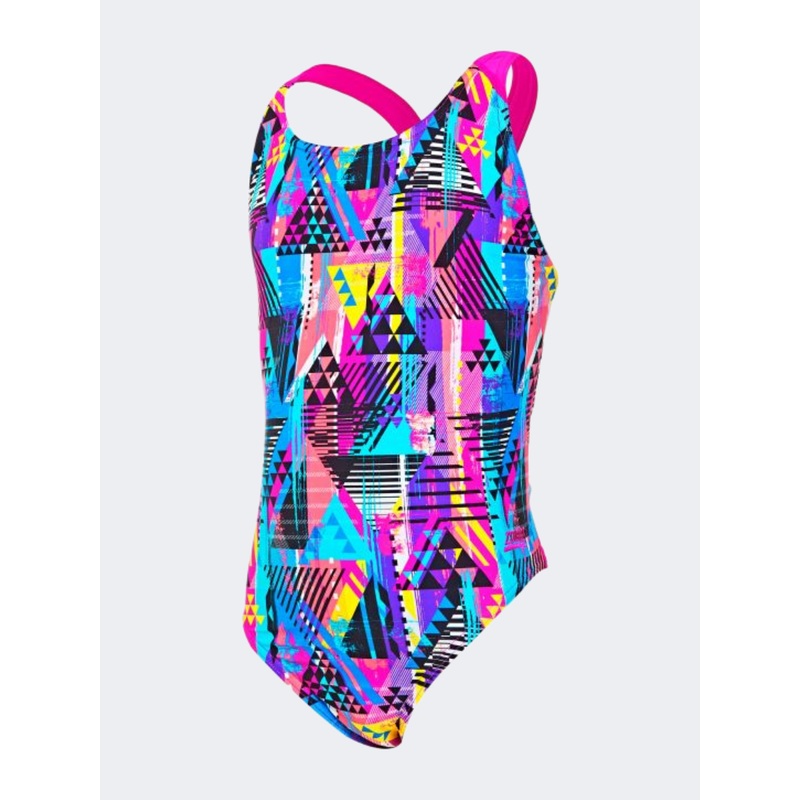 Zoggs Labrynth Flyback Girls Beach Monokini Multi/Pink
